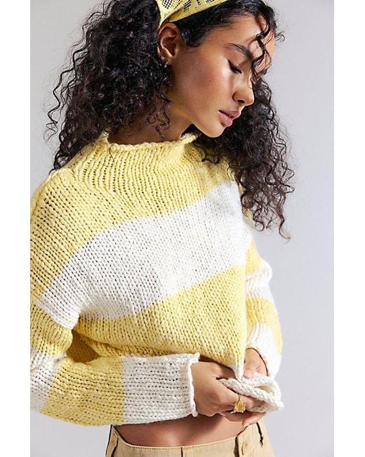 Free People Natural Opal Rollneck Knit Stripe Jumper