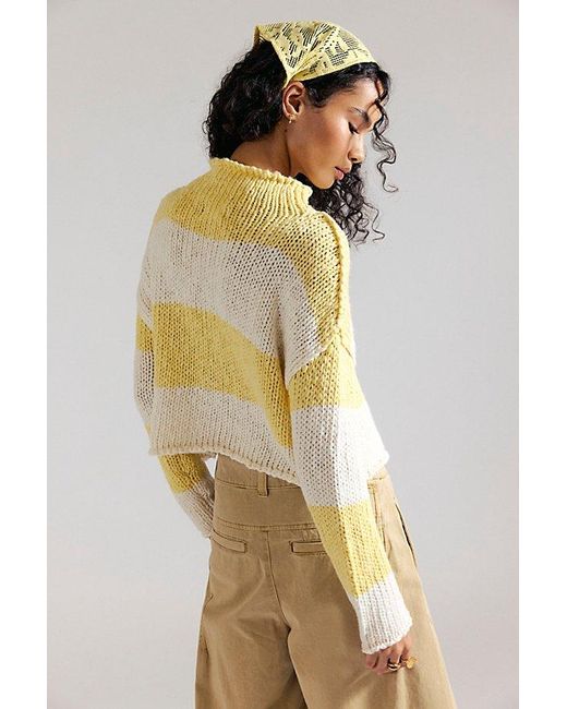 Free People Natural Opal Rollneck Knit Stripe Jumper