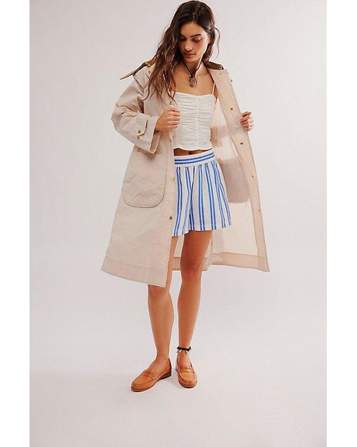 Free People White Barbour Paxton Showerproof Trench Coat
