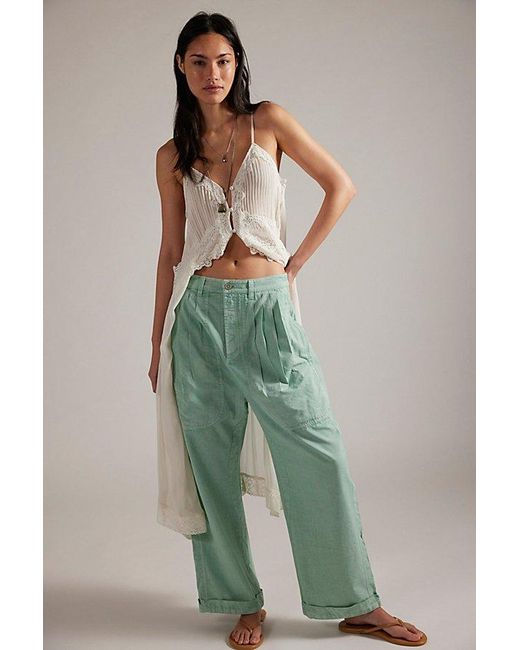 Free People Green Clover Dropped Harem Trousers