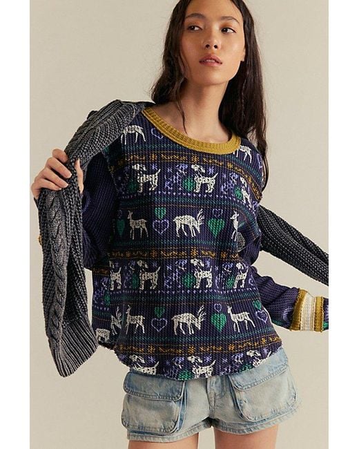 Free People Blue Blissful Layering Tee