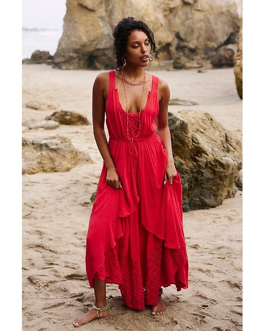 Free People Red Lost In Sunset Maxi