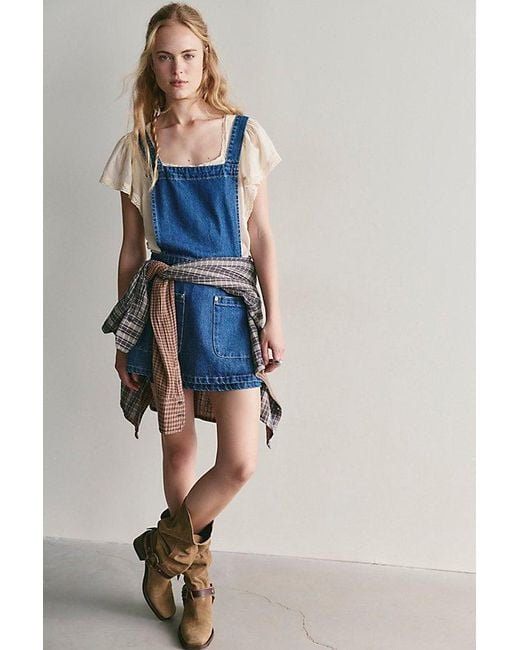 Free People Blue We The Free Beau Apron Denim Skirtall
