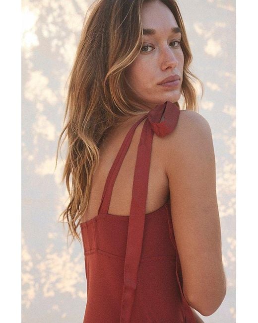 Intimately By Free People Red Got Glam Mesh Slip