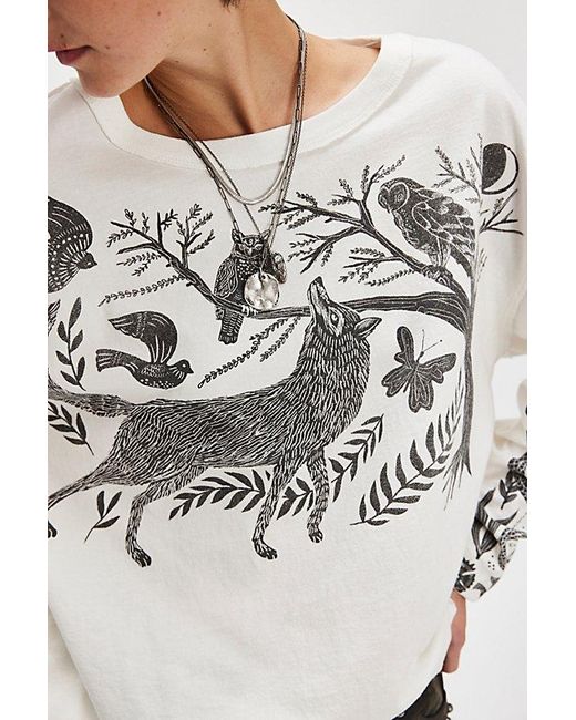 Ragabond White Woodland Doodle Long-Sleeve Tee By