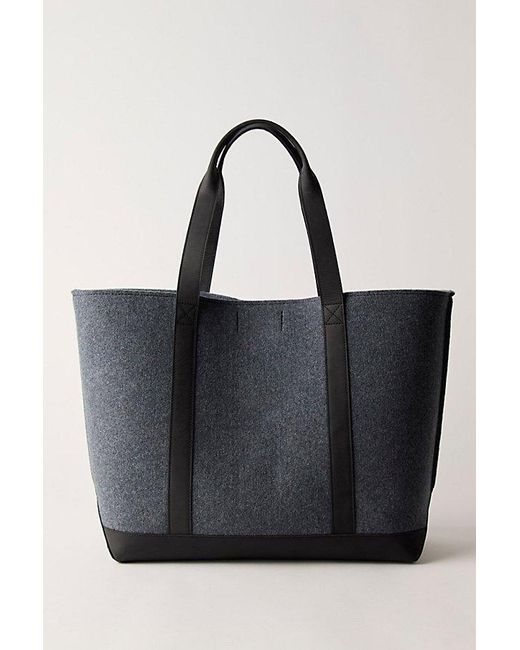 L.L. Bean Black L. L.Bean Leather Trim Wool Tote