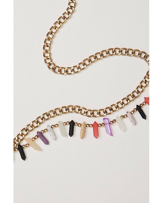 Free People Black Crystal Clear Chain Belt