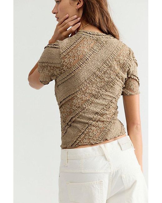Free People Brown Solita Lace Top