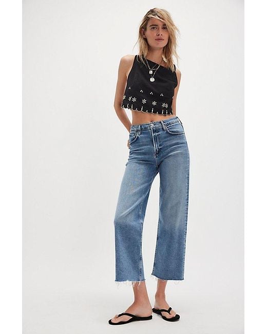 Free People Black Kayla Solid Embroidered Top