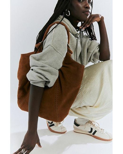 Free People Brown Skadi Suede Scrunch Tote