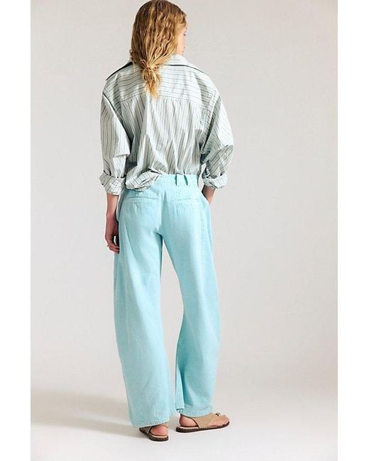 Free People Blue Spotlight Washed Barrel Chino Trousers