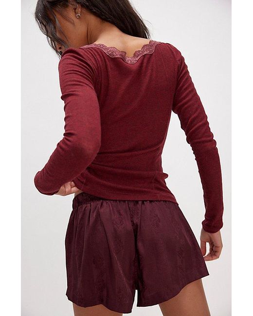 Intimately By Free People Red Big Love Rib Long Sleeve