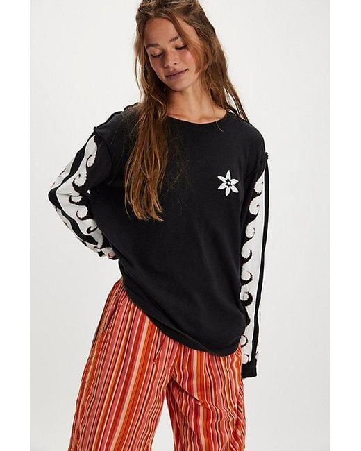 Free People Black Wave Tee