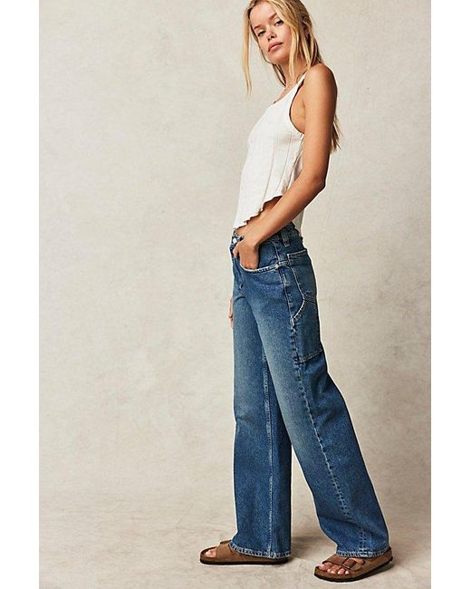 Free People Blue We The Free Tinsley Baggy High-rise Jeans