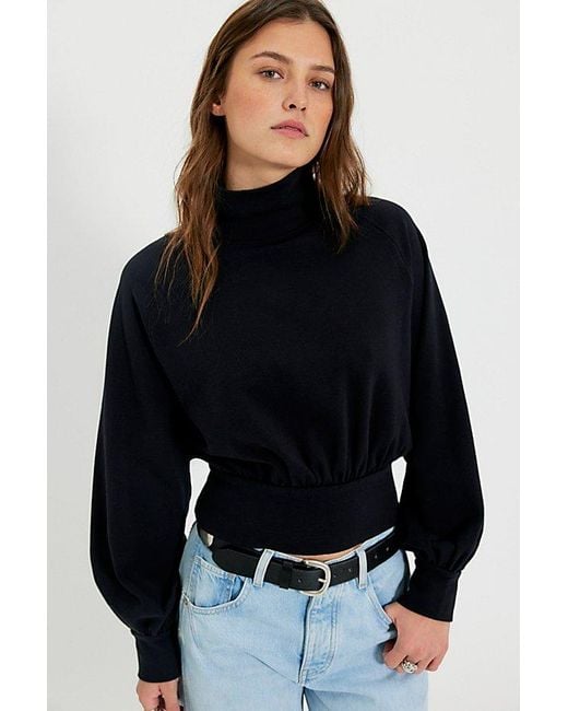 Free People Black Fall Breeze Turtleneck Top