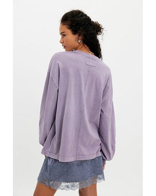 Free People Purple Perfect Oversized Long Sleeve Top