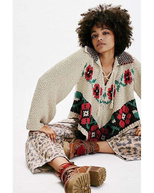 Free People Multicolor Julie Girl Poncho Jacket