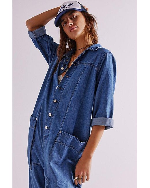 Free People Blue We The Free Margarita Jumpsuit