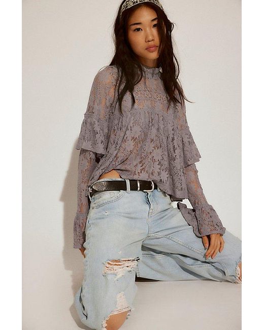 Free People Brown Lilabeth Lace Top