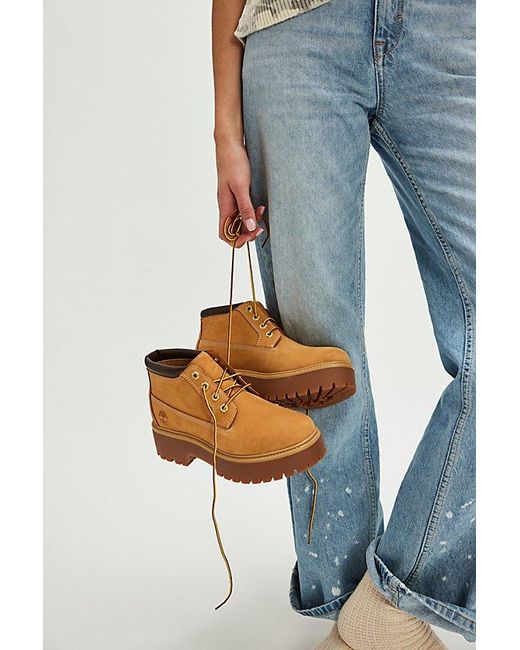 Timberland Blue Waterproof Lace-Up Platform Boots