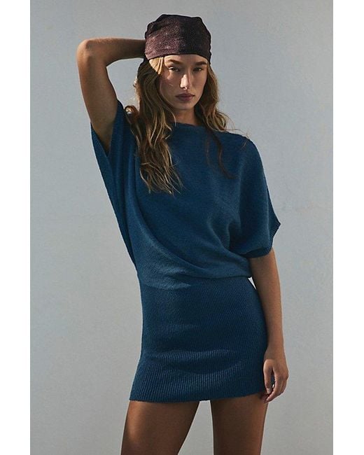 Free People Amara Mini Sweater Dress in Blue | Lyst