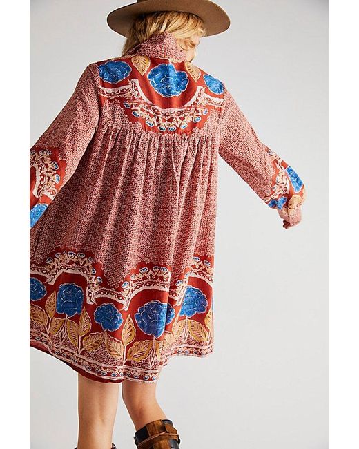 Free People Red Smell The Roses Mini Dress