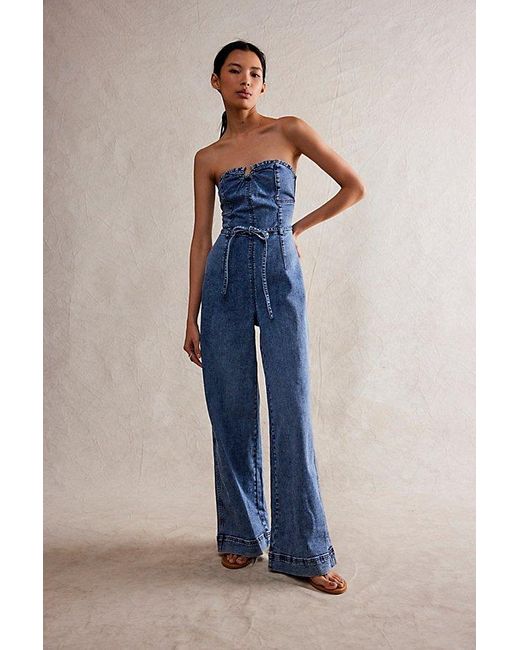 Free People Blue Crvy Femme Fatale One-Piece
