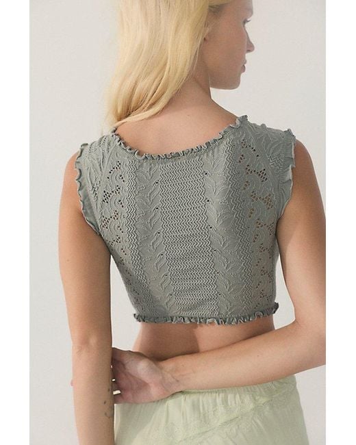 Intimately By Free People Gray So Soft Frill Seamless Micro Crop Top By