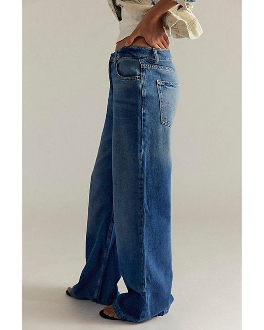 Free People Blue We The Free Stride Straight 'N Wide Jeans