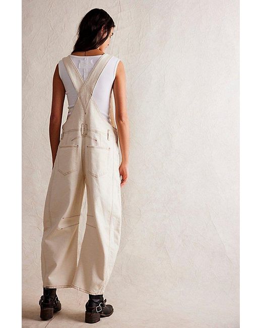 Free People Natural Good Luck Barrel Dungarees