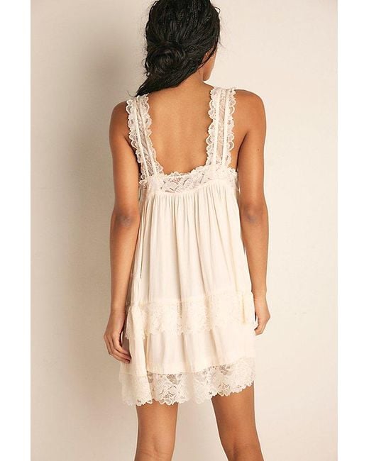 Free People Forever Yours Mini Slip Dress in Natural | Lyst