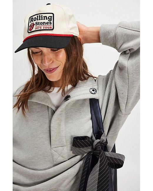 Free People White Rolling Stones Band Baseball Hat