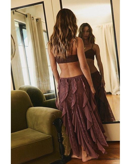 Intimately By Free People Brown Candy Calling Maxi Slip Skirt