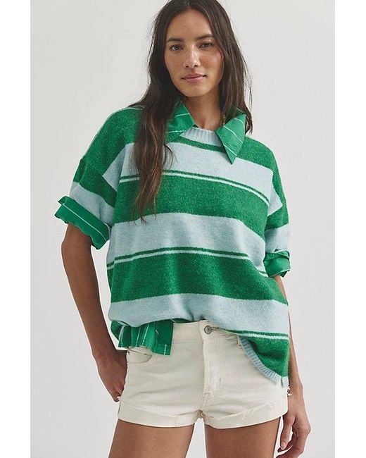 Free People Green Margot Stripe Softspun Sweater Tee