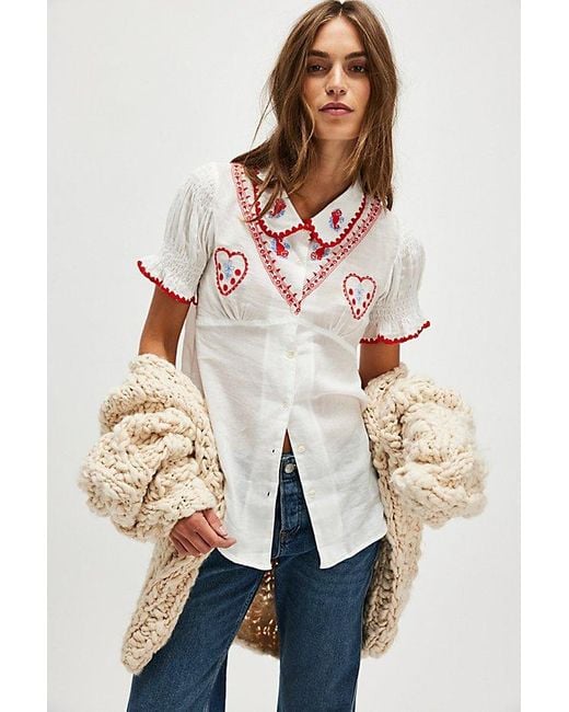 liten リテン　Heart embroidered blouse 値下げ】LIten リテン Heart embroidered blouse