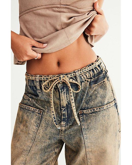 Free People Brown Crvy Outlaw Wide-leg Jeans