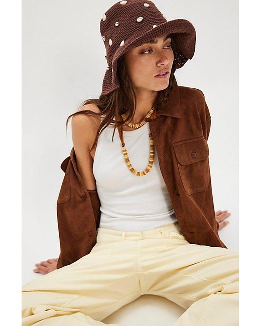 Free People Brown Seashell Cove Bucket Hat