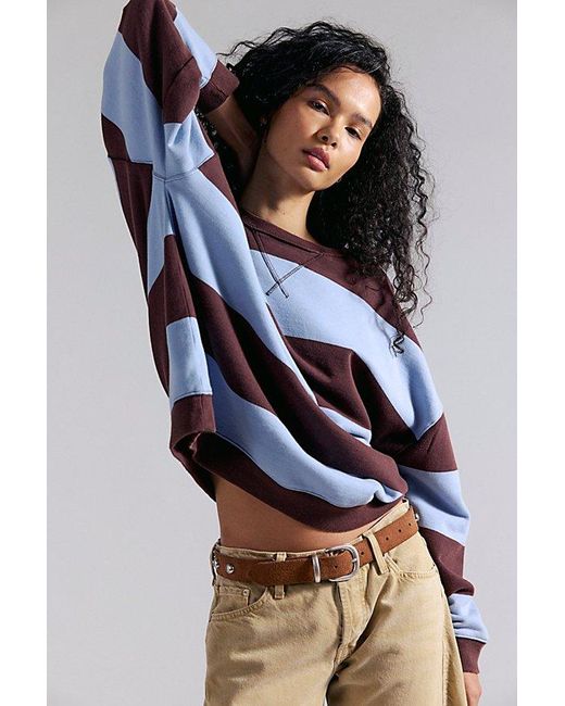 Free People Gray Classic Striped Oversized Crewneck
