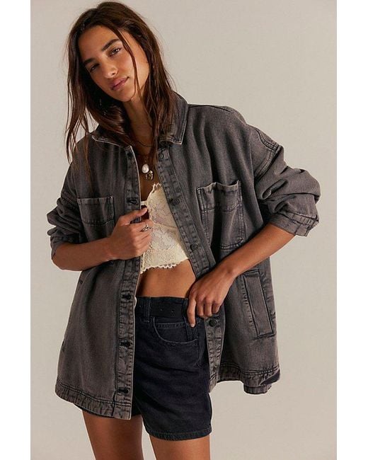 Free People Green Madison City Denim Jacket