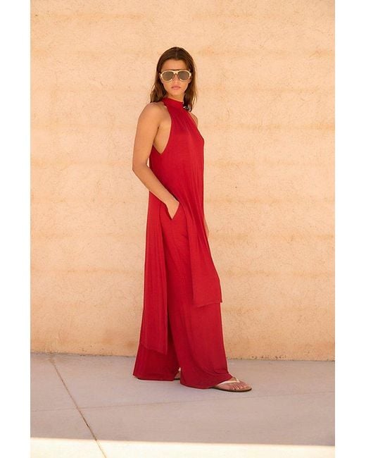 free-est Red Party Perfect Pant Set By