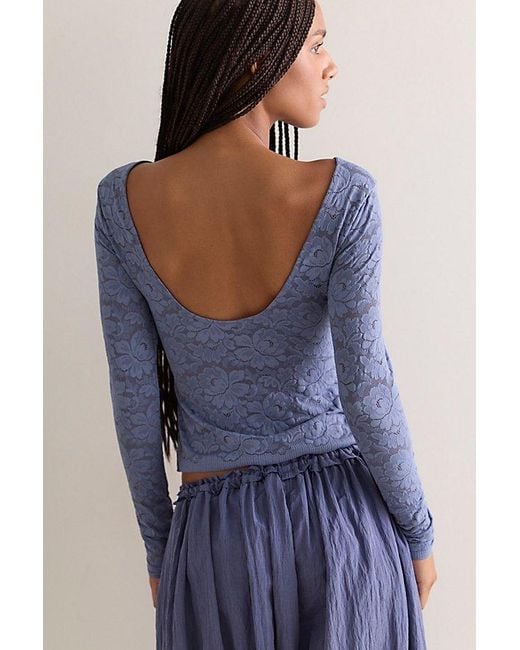 Intimately By Free People Blue Smooth Talking Long Sleeve Top By