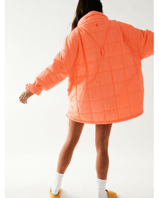 Free People Orange Riley Recycled Popover Packable Puffer