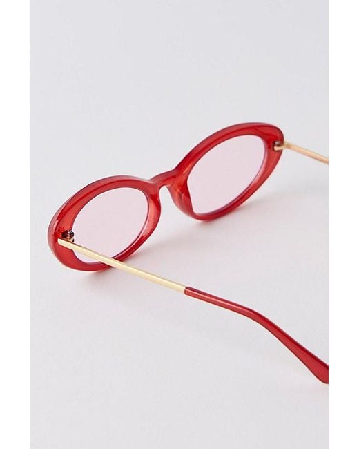 Free People Red Mae Oval Sunglasses