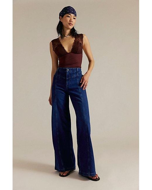 Free People Blue Libre Wide-leg Jeans
