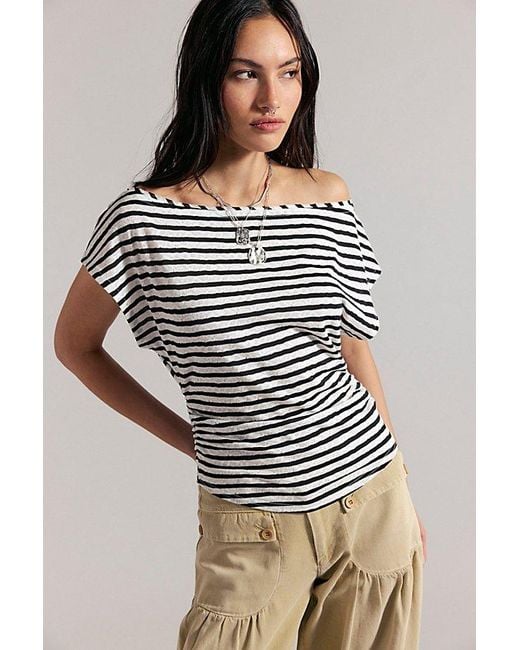 Free People Blue Ellie Off-The-Shoulder Top