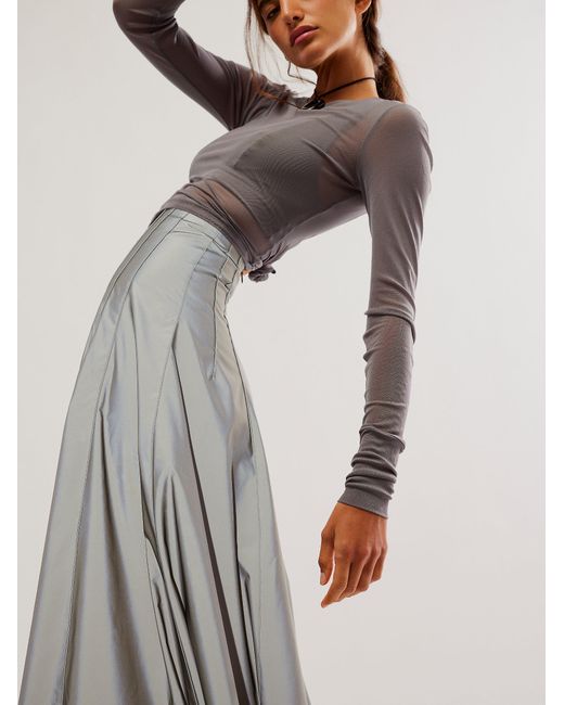 Free People Norma Kamali Long Grace Skirt in Gray | Lyst