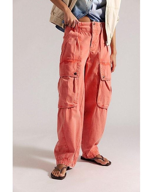Free People Red We The Free Brentwood Slouchy Cargo Pants