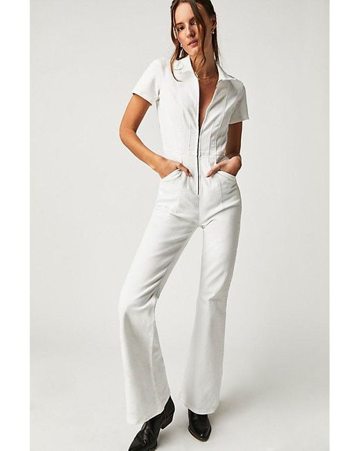Free People Jayde Flare Jumpsuit At Free People In Pure White, Size: Xs