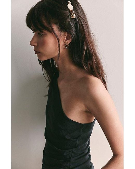 Free People Black Beach To Bar One-Shoulder Top