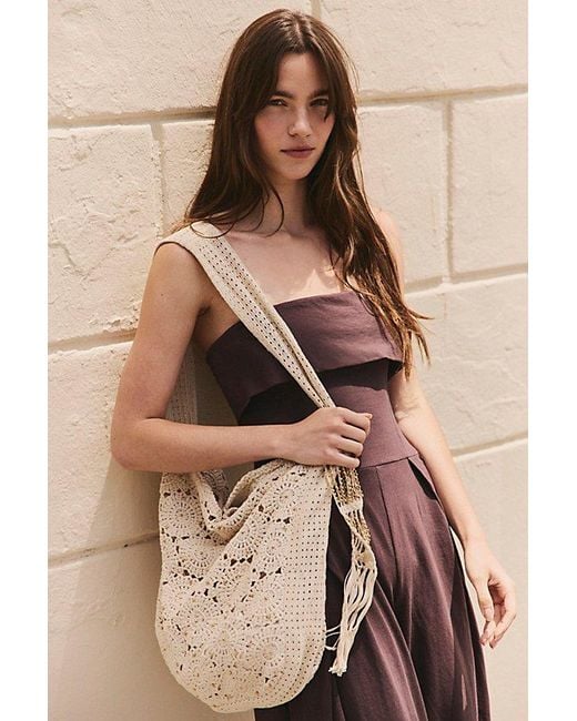 Free People Natural Sunrise To Sunset Crochet Tote